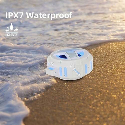 Miniatura 2 de EBODA Altavoz de ducha Bluetooth, IPX7, impermeable, portátil, inalámbrico, pequeño, flotante, 2000 mAh con luz para el hogar, piscina, playa,