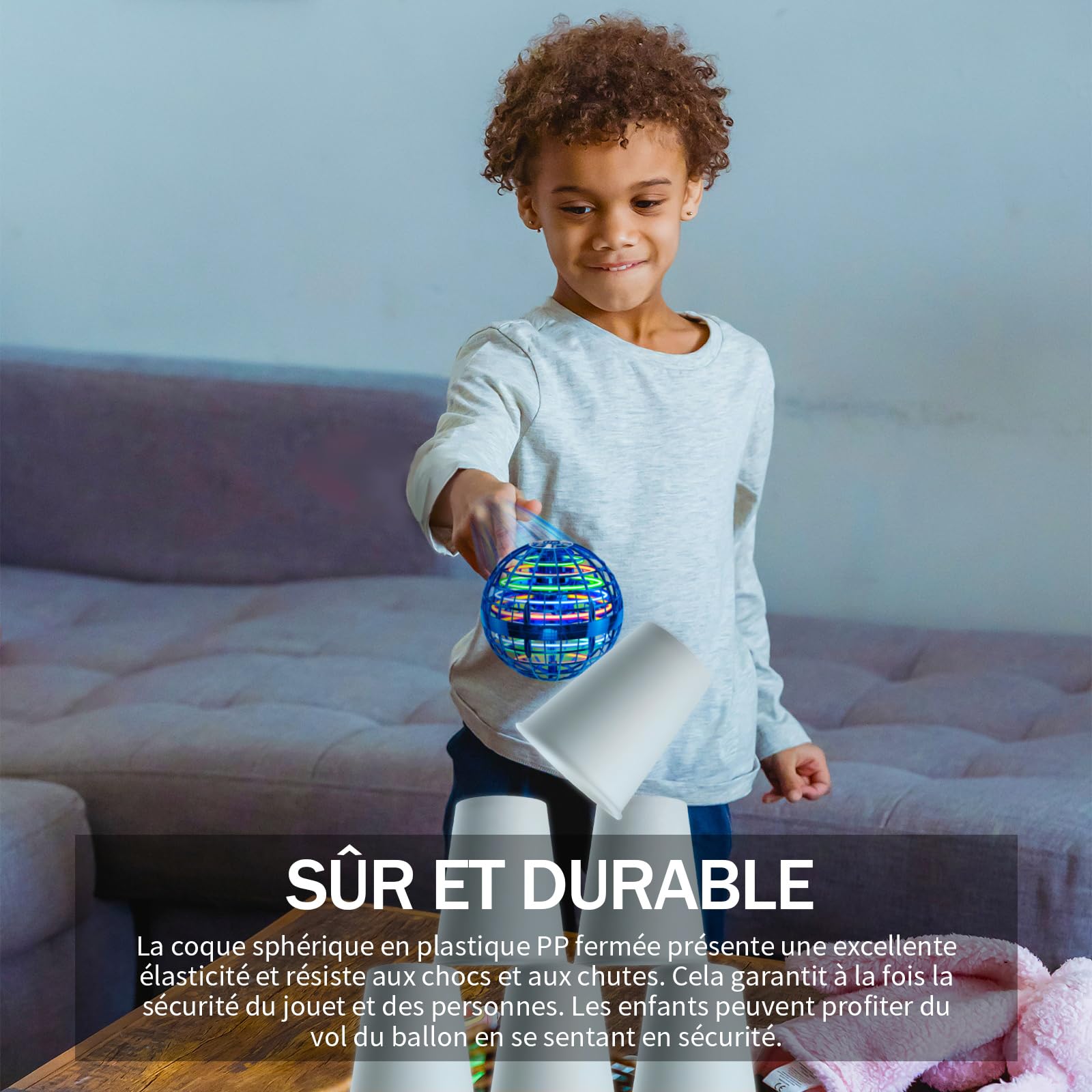 Ivtivfu Boule Volante (Bleu) Flying Orb Ball Fly UFO Boule Magique Spinner Boomerang Jouet extérieurs pour Garçon et Fille Enfant Cadeau pour Les 6 7 8 9 10 12 Ans
