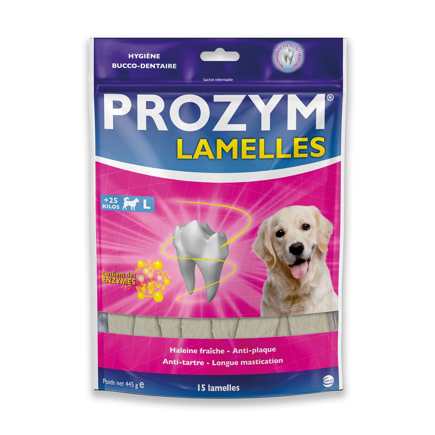 Prozym 15 Lamelles pour Chiens - Soin Dentaire à mâcher - N°1 chez Les vétérinaires - Haleine fraîche - Anti-tartre - Anti-Plaque - Gencives saines (L)