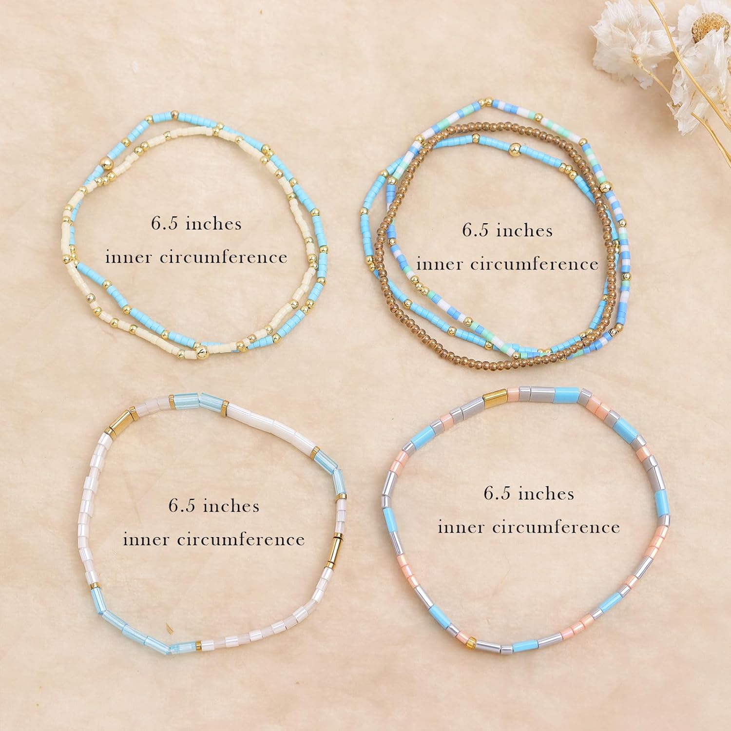 Tila Flat Seed Beads Stack Bracelets Set for Women, Boho Handmade Miyuki Glass Colorful Beads Friendship Stretch Bracelet Holiday Prom Jewelry Gift. - Image 3