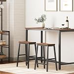 Tabourets de bar HOOBRO, ensemble de 2 chaises de bar, tabourets de selle, tabourets de comptoir de cuisine avec repose-pieds, tabourets industriels pour salle à manger, cuisine, comptoir, bar, Brun rustique et Noir BF02MD01