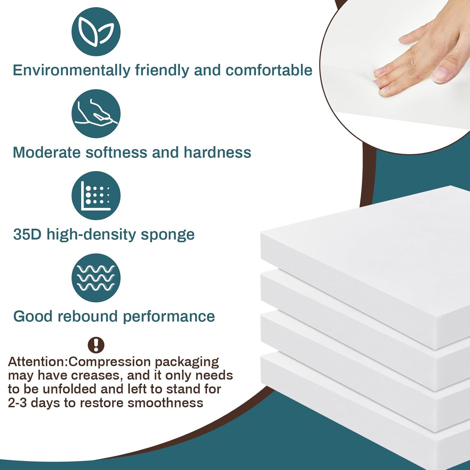 Frienda 6 Pack 3" X 20" X 20" Upholstery High Density Foam Cushion White Square Seat Replacement Cushion or Commercial Use Stuffing Craft Foam Couch Chair Padding DIY Projects