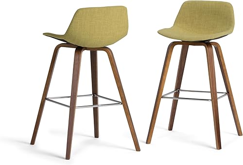 Miniatura 49 de SIMPLIHOME Randolph - Taburete moderno de mediados de siglo de madera curvada de 28 pulgadas (juego de 2) en piel sintética vegana gris piedra para