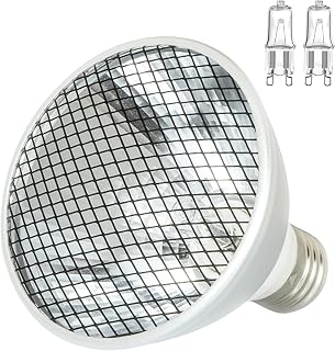 Reptile Heat Lamp Bulb Greenhouse Warming Bulb Reptile Light for Lizard, Turtle, Bearded Dragon, Hedgehogs, Snake Amphibians, Chicks, With 2 Bulb Beads (50 Watt). New Replaceable Bulbs Design