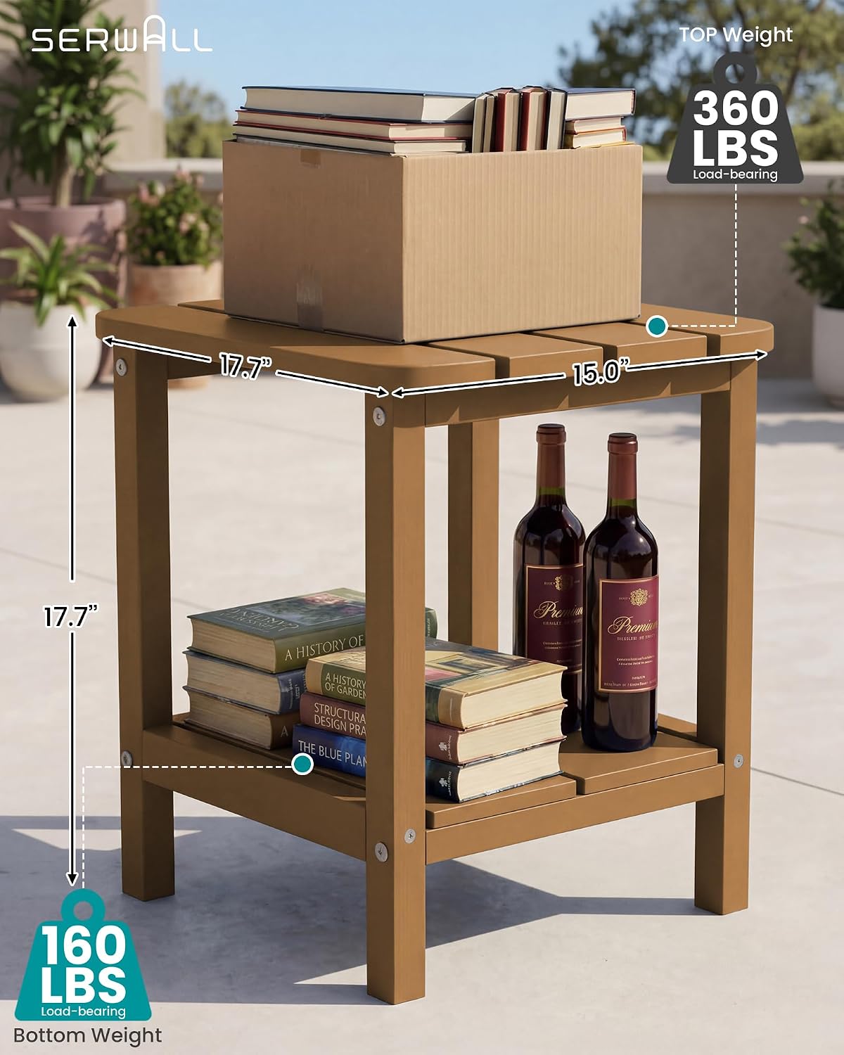 Double Adirondack Side Table Rectangular End Table, Brown thumbnail