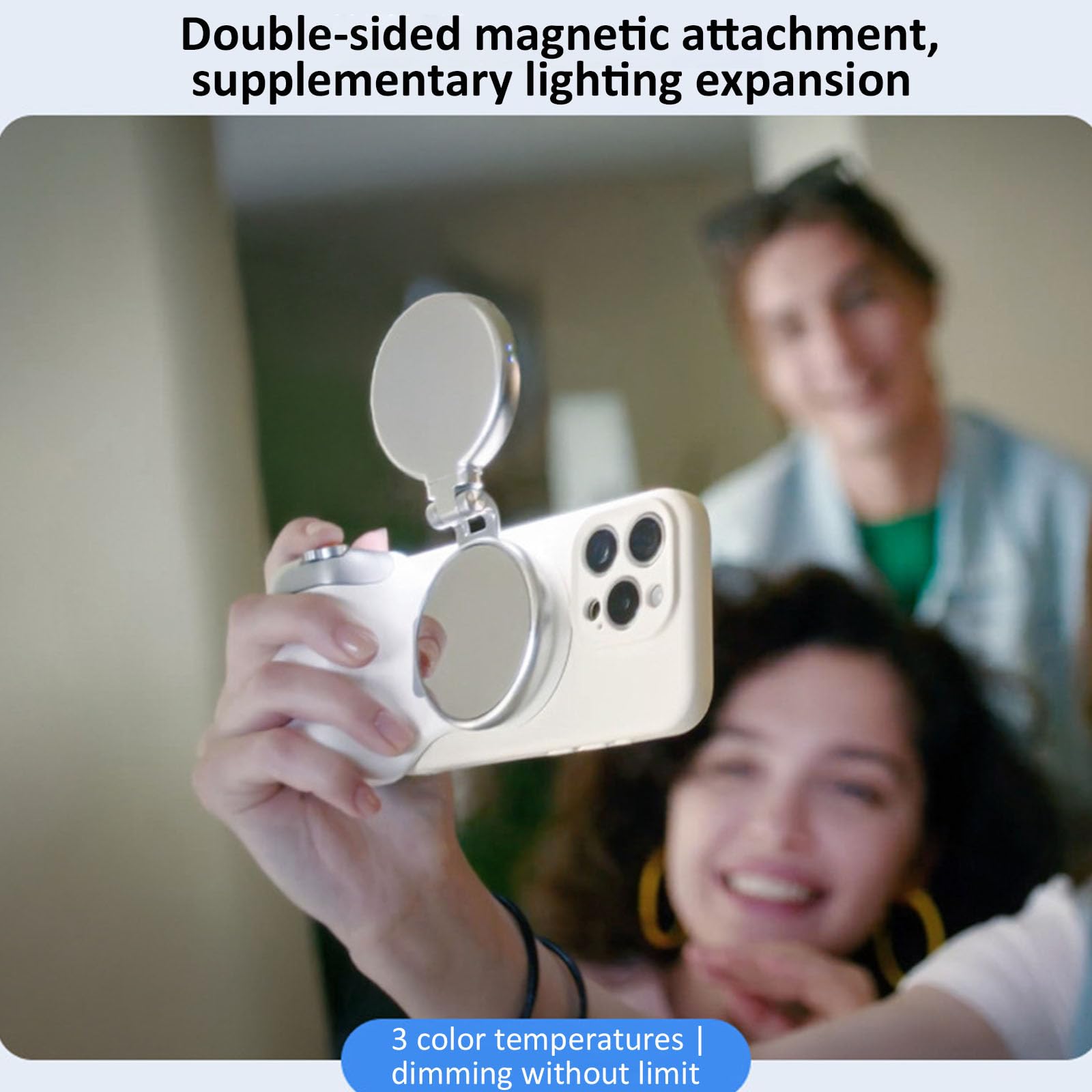 Accesorios de fotografía con agarre magnético para cámara de teléfono con juego de creador de luces para, soporte de agarre y luces de relleno para teléfono 17 Cámara magnética con juego de de