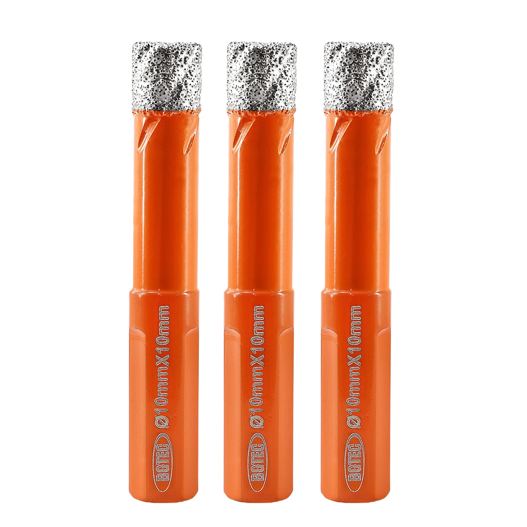 BGTEC Dry Diamond Core Drill Bit, 3Pcs 10mm Vacuum Brazed Hole Saw with Triangle Shank for Porcelain Tile Ceramic Granite Marble Masonry — image 1