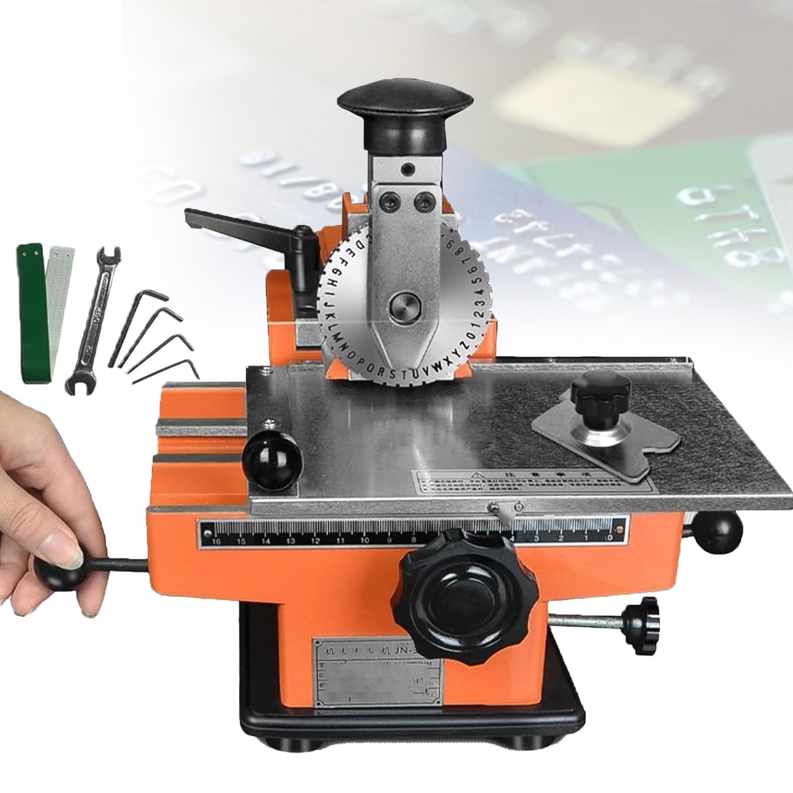 Atwynd Dog Tag ID Card Label Embosser, Semi-Automatic Metal Plate Embossing Machine, Nameplate Sheet Stamping Marking Machine, Manual Metal Label Engraving Stamping Printer B-3mm
