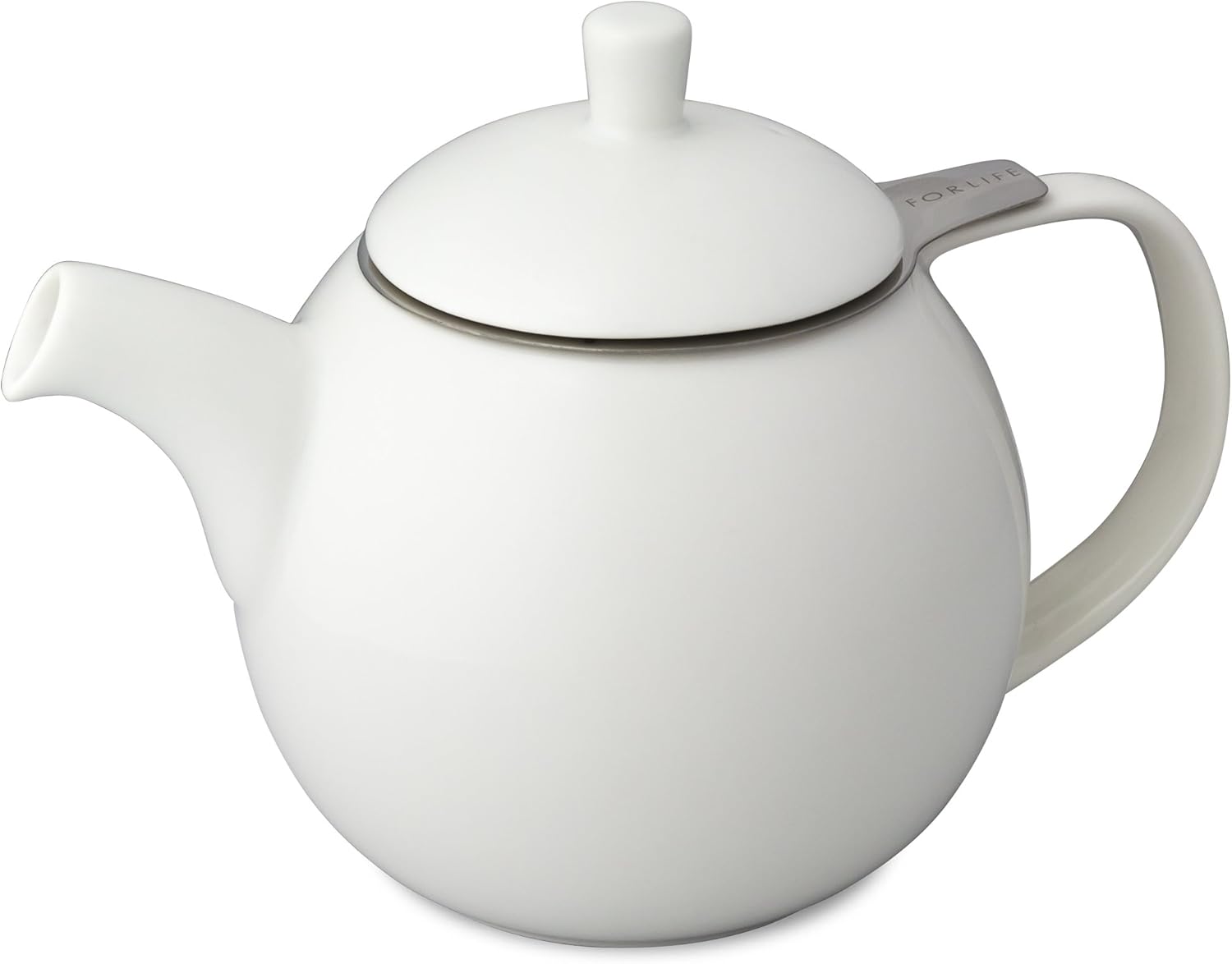 FORLIFE Curve Teapot with Infuser, 24-Ounce, White