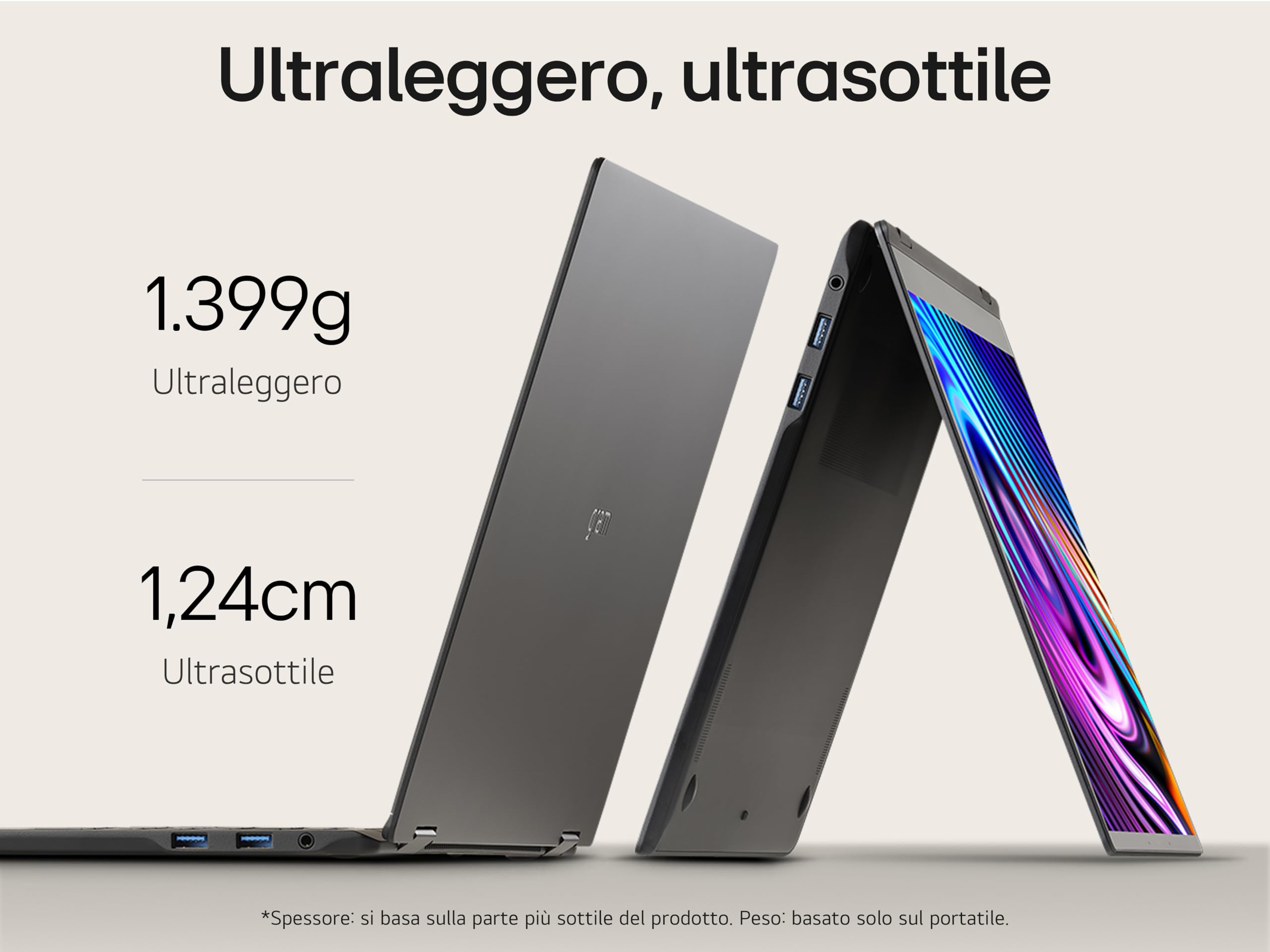 LG gram Pro 2in1 16T90SP Notebook convertibile 16" Touch 2.5K (2560x1600), Intel Core Ultra 7 155H, 16GB RAM, 512GB SSD, Ultraleggero solo 1.4kg, Batteria 77Wh, Windows 11, Tastiera italiana, Nero