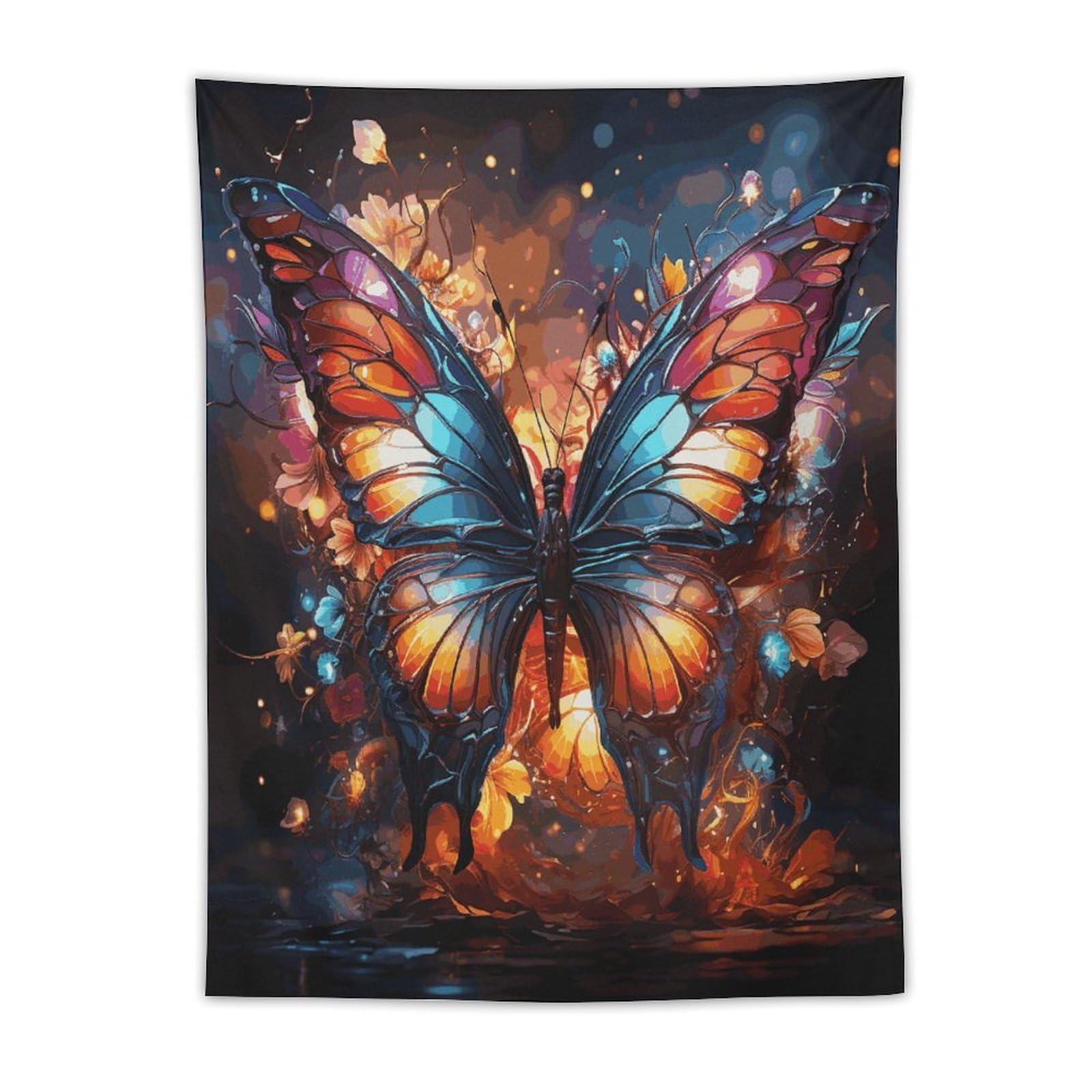 MUSM Colorful Butterflies Tapestry with Installation Kit Personalized Wall Tapestry Aesthetic Tapestries Backdrop Banner Wall Art Hanging Decor for Home Picnic Beach Blanket 30"x40"
