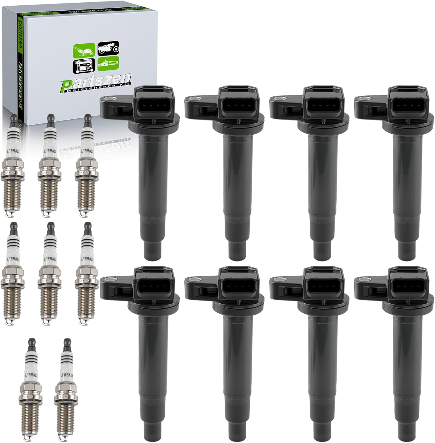 UF493 UF230 Ignition Coil Pack Spark Plug Set 8 pcs Fit for Lexus LX570 GS430 LS430 SC430 GX470 LX470 for Toyota 4Runner Land Cruiser 100 4.3L 4.7L 5.7L 1998-2010