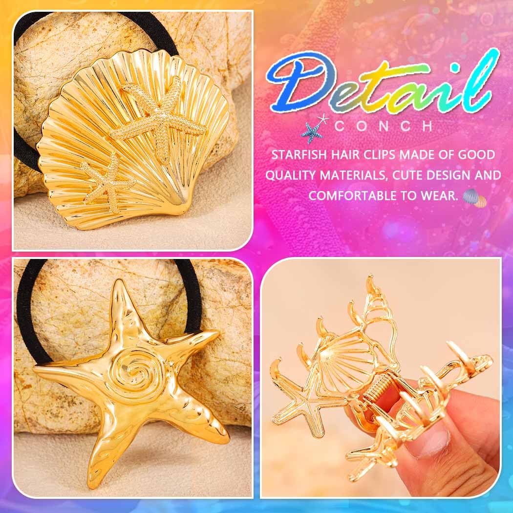 Amazon.com: BARTOSI Gold Shell Hair Clips Beach Claw Clips  display picture 3