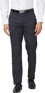 Park Avenue Men's Mid Rise Regular Fit Polyviscose Blend Checks Pattern Flat Front Formal Trouser