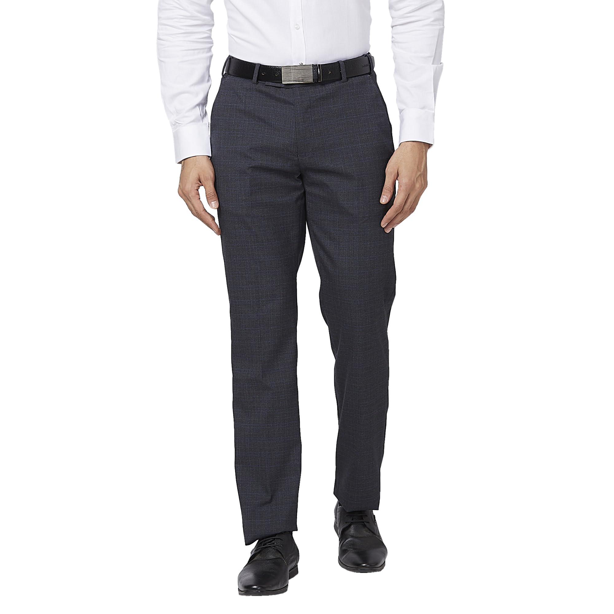 park avenue Men's Mid Rise Regular Fit Polyviscose Blend Checks Pattern Flat Front Formal Trouser-picture-15