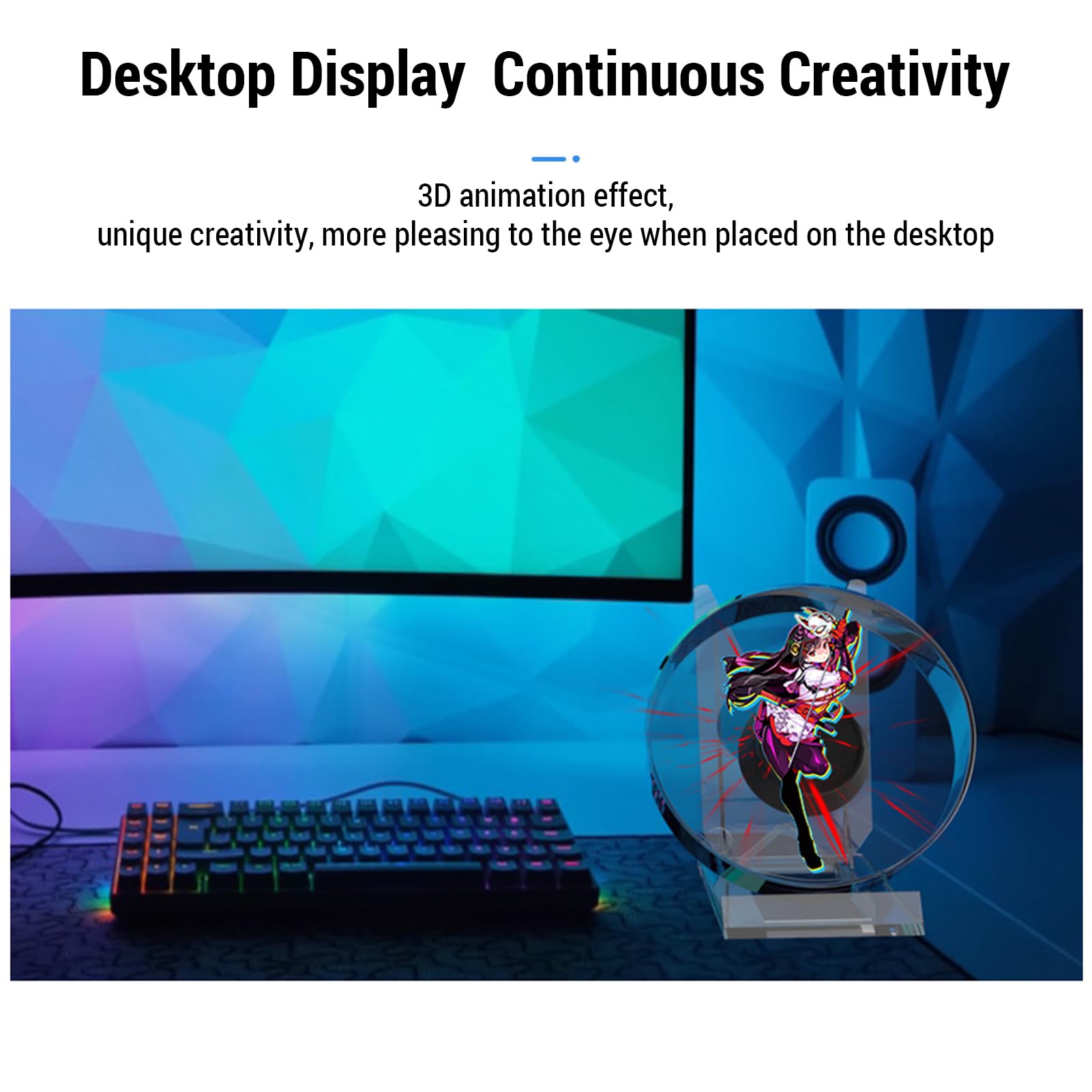 Elprico 3D -Hologramm -Lüfter mit Desktop -Basis und Bluetooth -Lautsprecher, LED -Holographic -Projektor für Werbeanzeige und Wohnkultur