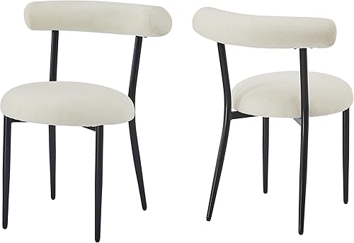 Dining Chairs Set of 2, Metal Frame Kitchen Chairs, Table & Chair Sets for Dining Room, Counter Height Desk Chair for Home Office Restaurant,White