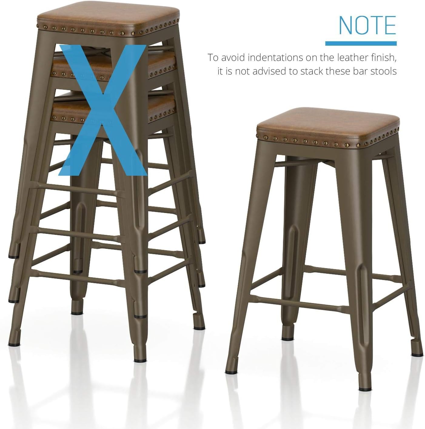 Buy Vipek 26 Counter Height Bar Chair Commercial Grade Metal 26 Inches Seat Height Barstool Backless With Pu Seat Top Dining Stools For Apartment Patio Bistro Pub Kitchen Set Of 4