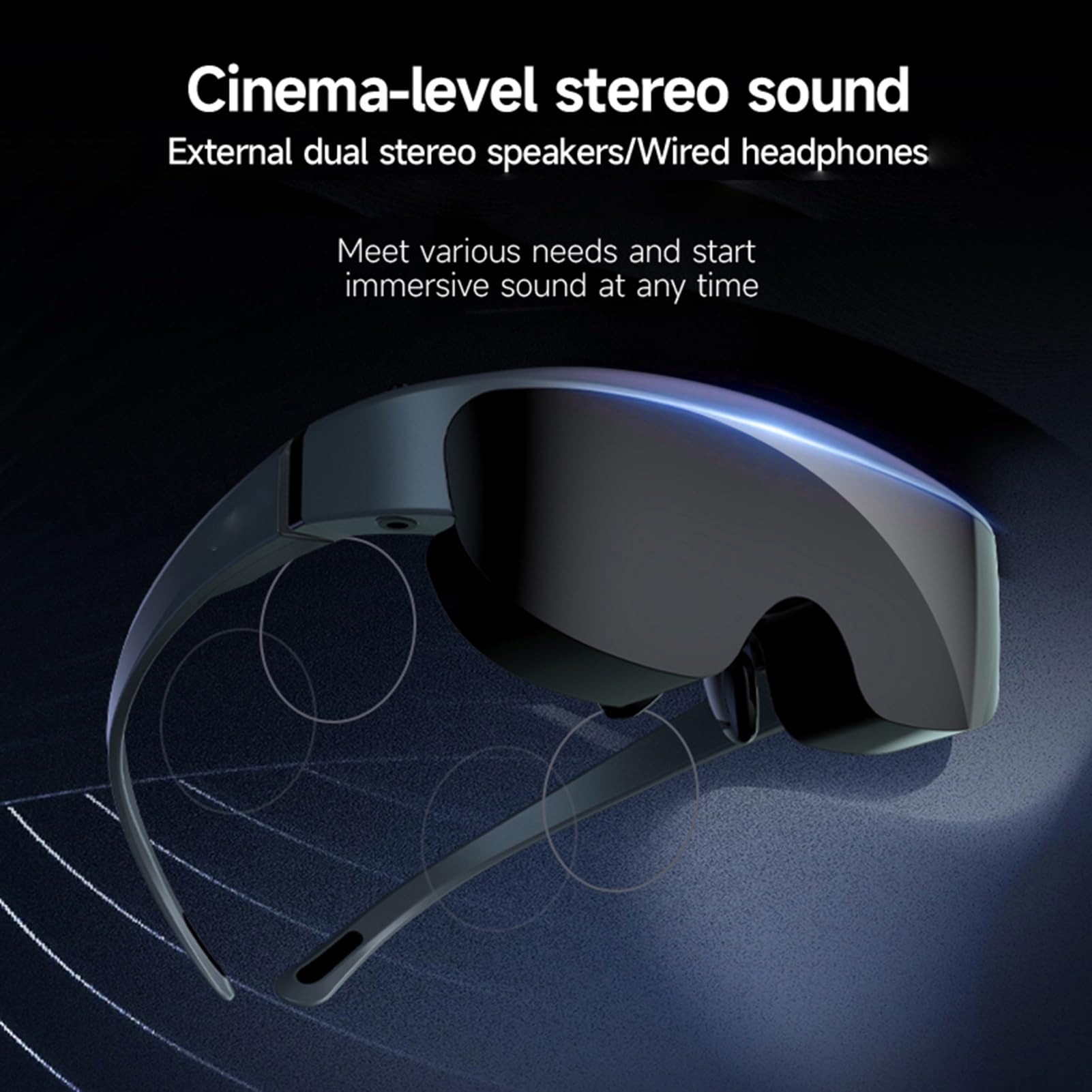 Denash Gafas AR, Pantalla OLED 1080P, 3000 Nits, Pantalla Virtual de 400", Ajuste de Miopía de 0-600°, Gafas XR Inmersivas Todo en Altavoces Incorporados para Todos los Dispositivos USB-C DP