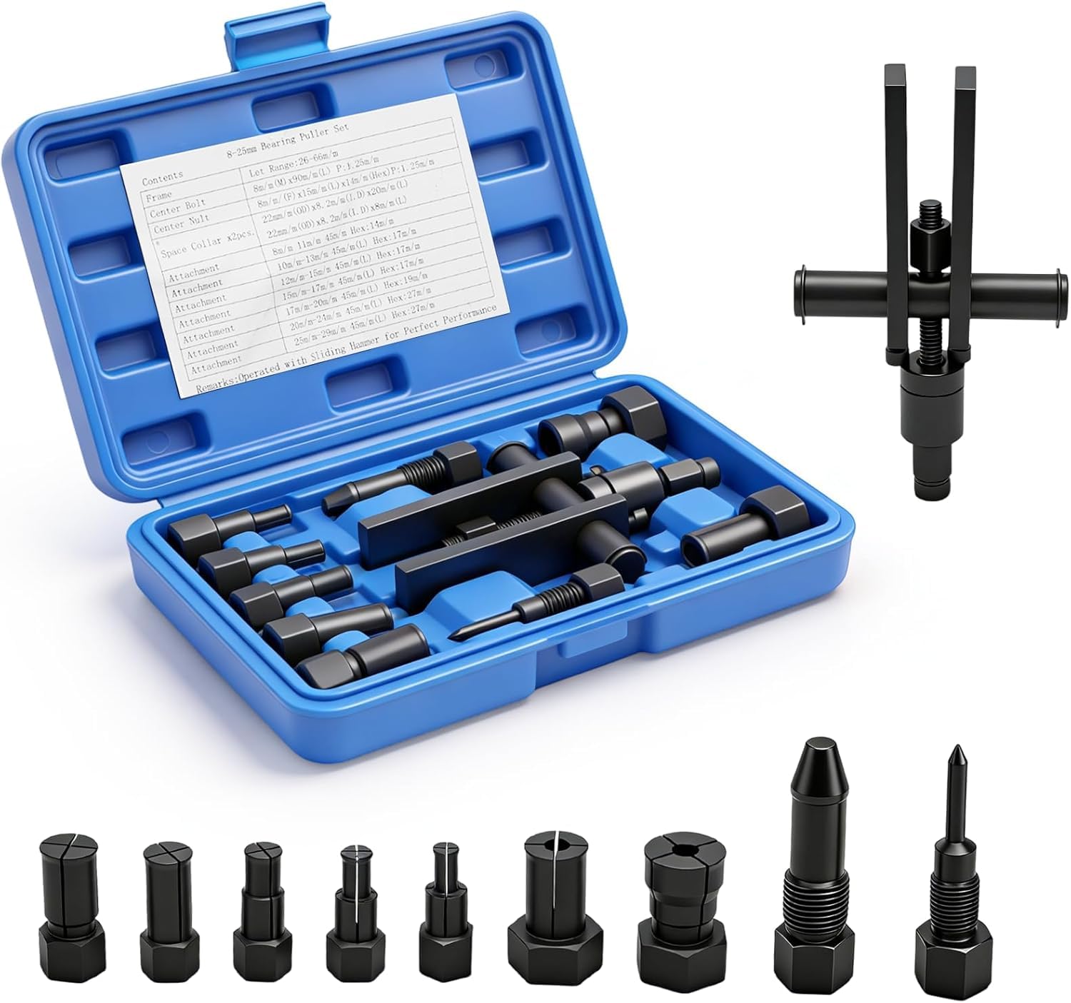 10pcs Lagerabzieher Set, Motorrad Innenlager Abzieher Set, Radlager Werkzeug Motorrad-Lagerabzieher-Set 8–25 mm Motorrad-Innenlager-Entfernungswerkzeug-Set, Kugellager Abzieher Werkzeug für Motorräder