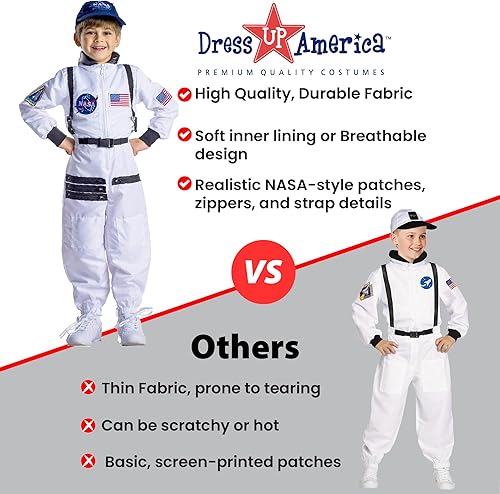 Miniatura 7 de Dress Up America Disfraz de astronauta para niños traje espacial blanco de la NASA para niños y niñas