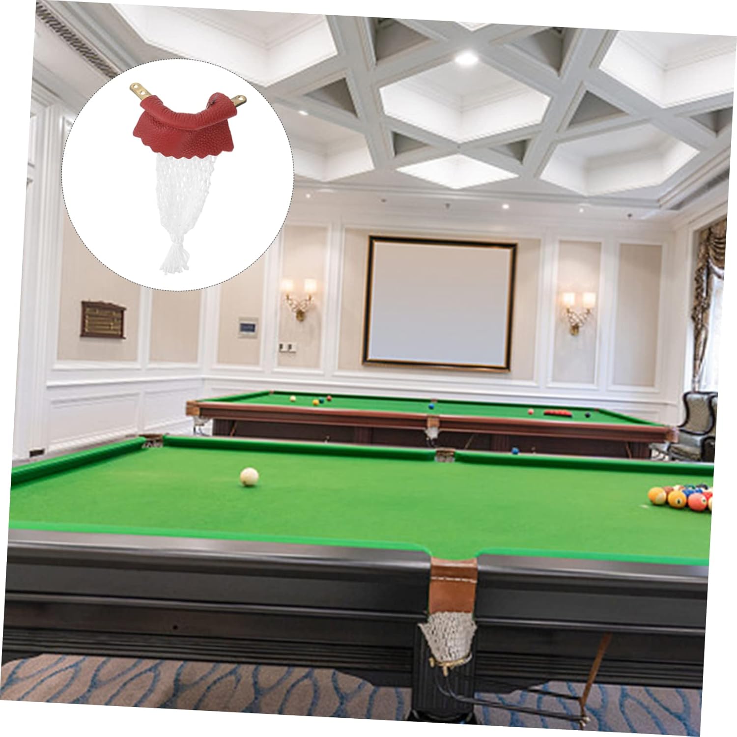 DECHOUS 6Pcs Leather Billiard Pockets Stylish Replacement Nets for Pool Table Durable Snooker Table Accessories with Easy Installation Screw Fits Standard Tables