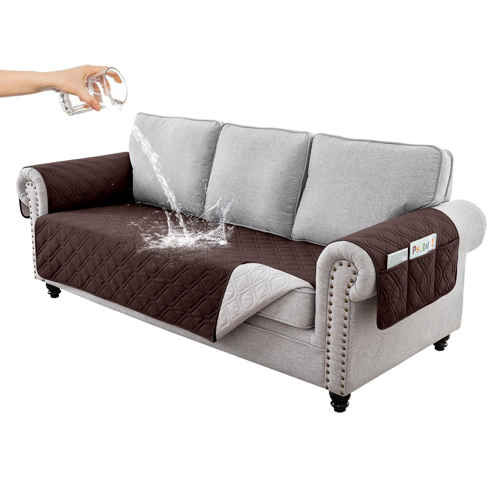 Funda de Sofá, Funda de Sofá de Protección para Mascotas, para Gatos Arañazo y Perros Mascotas, Impermeable Fundas Sofa (Café,3 Plazas)