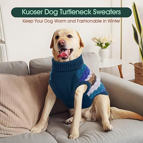 Miniatura 4 de Kuoser Suéter para perro, suéter de punto trenzado para mascotas, ropa cálida para cachorros, ropa cálida de cuello alto para perros, ropa de punto