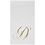 Gift Boutique 100 Gold Monogram Guest Napkins Letter D Disposable Paper Pack Elegant Metallic Golden Foil Dinner Hand Napkin for Bathroom Powder Room Wedding Holiday Baby Shower Decorative Towels