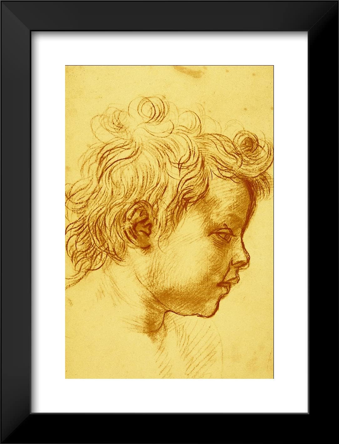 ArtDirect Del Sarto, Andrea 19x24 Black Modern Framed Art Print Titled: Head of a Child