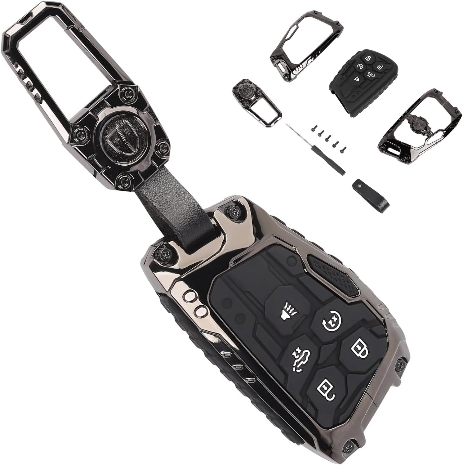 Key Fob Cover Case Protector Keychain Accessories Key Protecte Cover Compatible with Jeep Wrangler JK JKU 2007-2018/Compass 2008-2016/Patriot 2011-2016 (RXZER44)