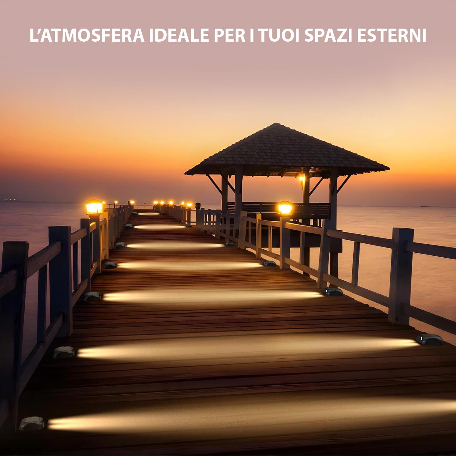 Segnapassi LED Esterno Solare Luce Calda Bianca 3000K, Luce da Scale Impermeabile IP54, Autonomia 12 Ore Lampade Solari per Terra Sentieri Marciapiede Giardino Faretto Segnapasso - 5 Pezzi