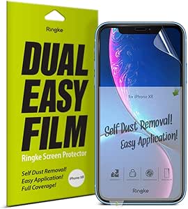 Ringke Dual Easy Film [2 Pack] Compatible with iPhone XR Screen Protector, High Resolution [Anti-Smudge Coating] Easy Application Case-Friendly Screen Protector for iPhone XR 6.1 inch