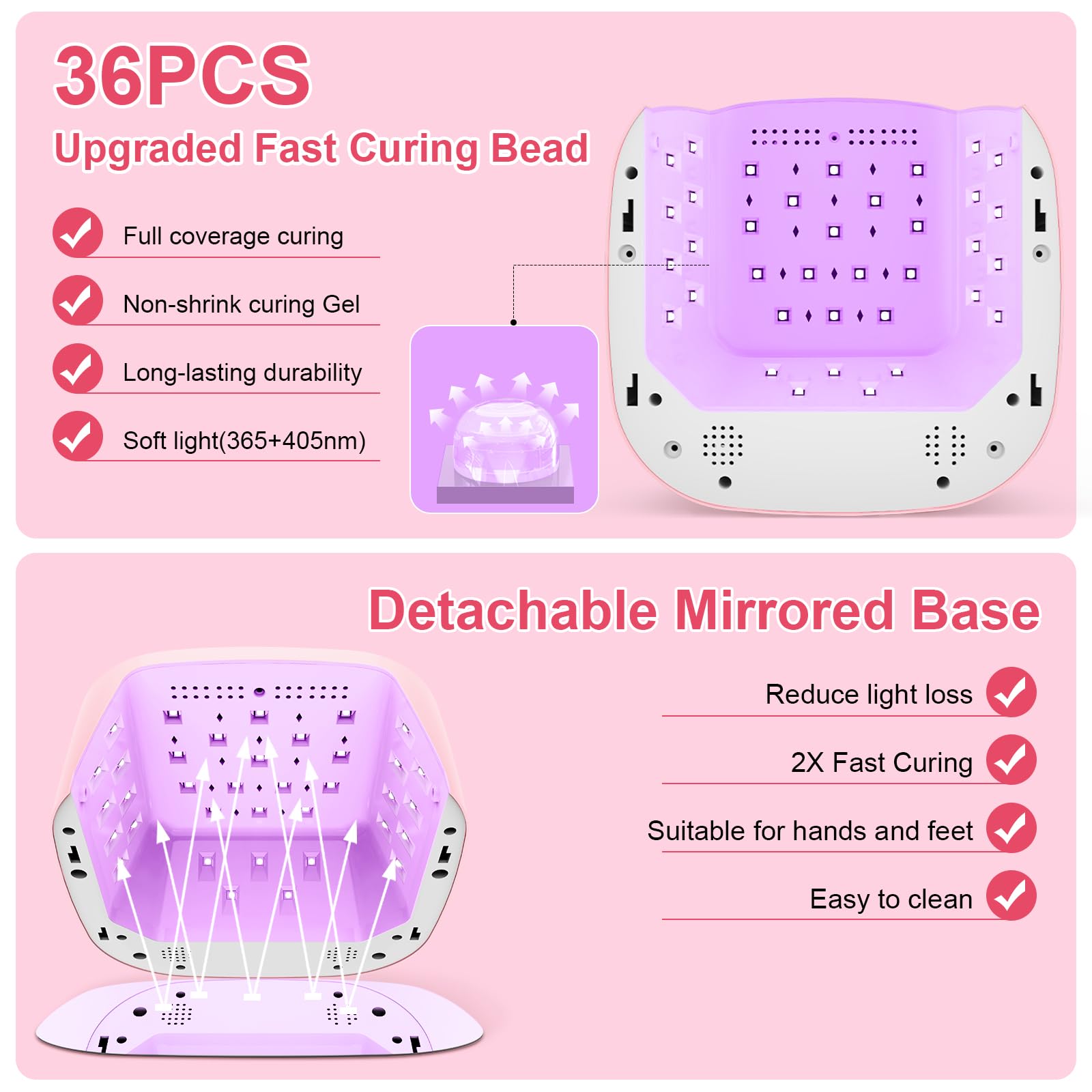 Cordless 80W UV LED Nail Lamp, Rechargeable Gel Nail Dryer