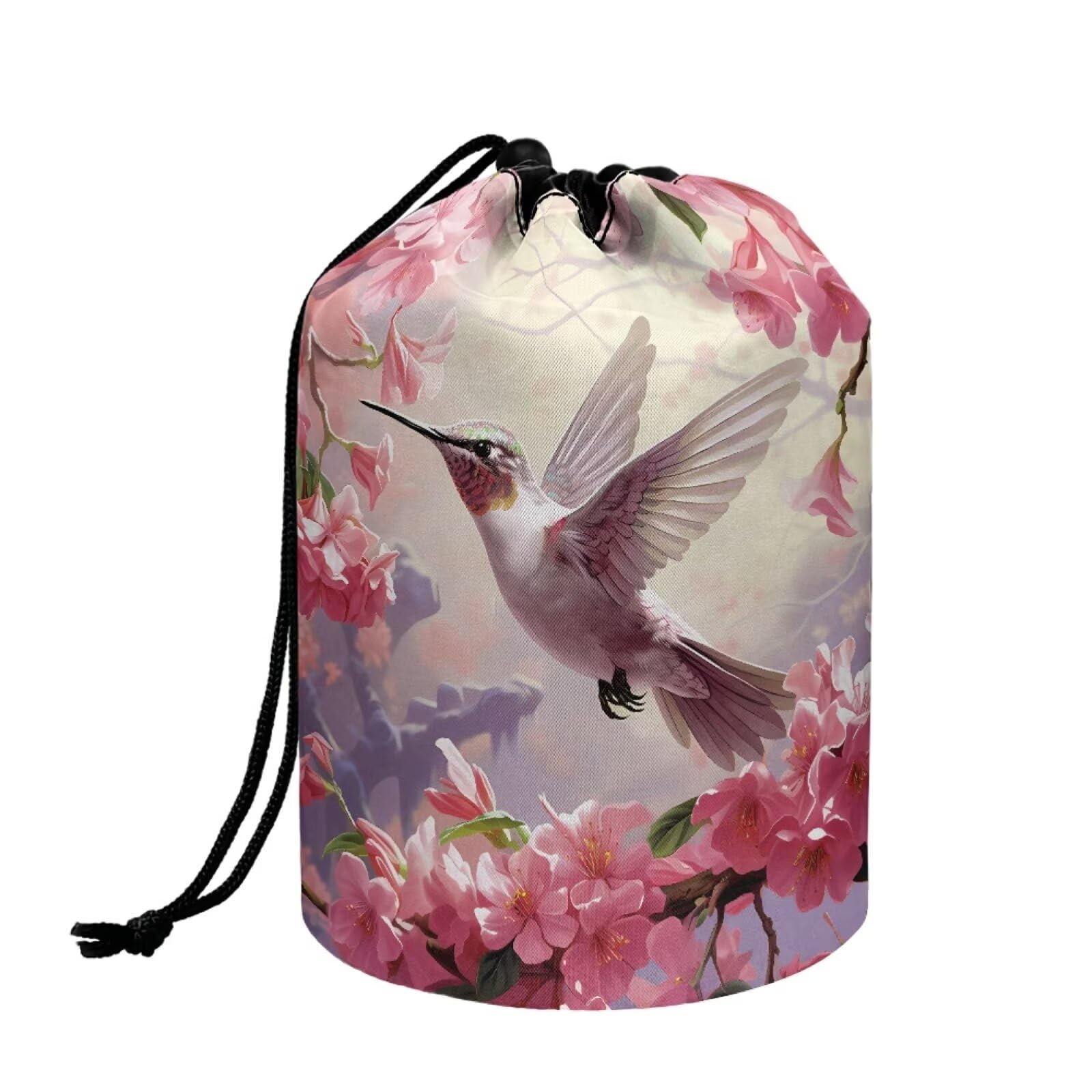 chaqlin Hippie Lotus Print Travel Cosmetic Bags Barrel Makeup Bag,Women Girls Portable Foldable Cases Multifunctional Toiletry Bucket Bags Round Organizer Storage Pocket — view 24