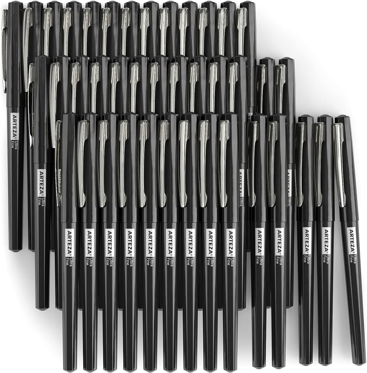 ARTEZA Permanent Markers, 40 Black Pens, Ultra-Fine Tip, Quick-Drying, Water Resistant, for Calligraphy and Note Taking, Office, Classroom