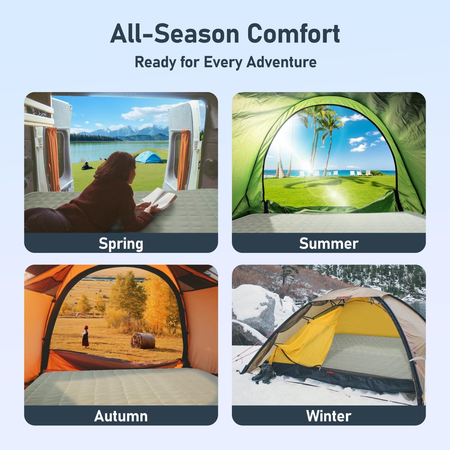 Camping Air Mattress, Inflatable Sleeping Pad for Camping, Thick Camping Mattress Pad, for SUV, Truck Bed, Rooftop Tent & Ground Tent (Mattress & Electric Pump)