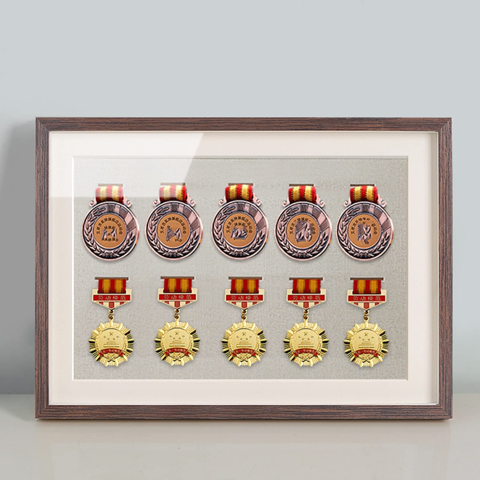Medal Display Frame, Solid Wood Sport Medal Display Frame, Multiple Colour, 30x42cm, Can Hold 10 Medals, Solid Wood Board, Durable, Great for Marathon, Gymnastics and All Sports Medals ( Color : C , S