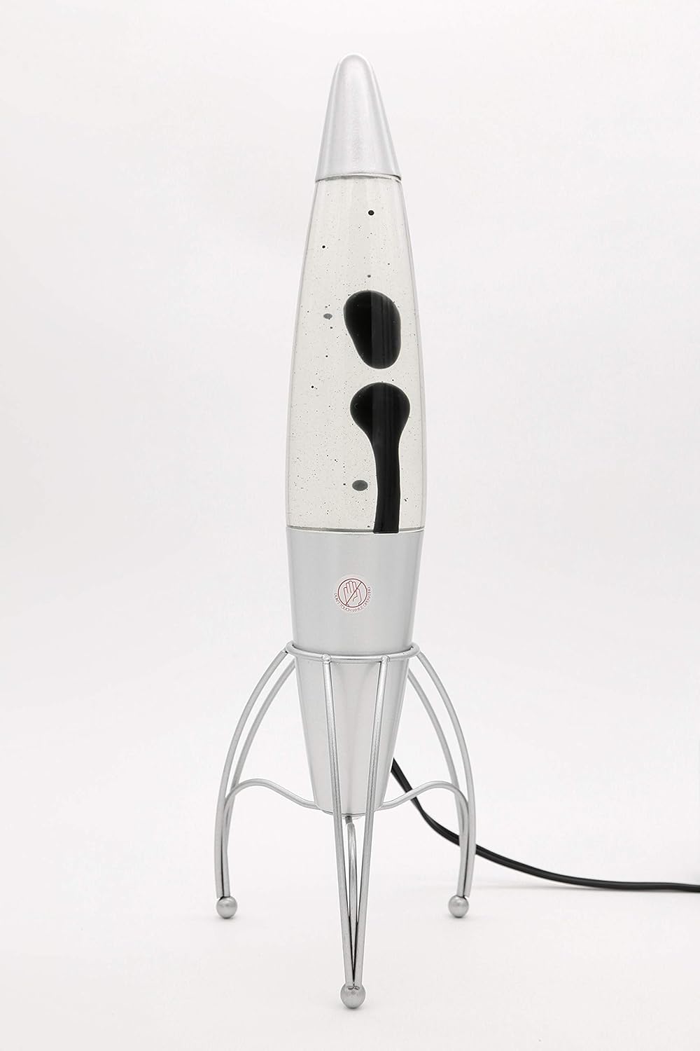 Retro Rocket Ship Ferrofluid Lava Lamp with Magnetic Black Wax and Clear Liquid, 18"