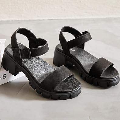 Luoika Women's Wide Width Block Heel Open Toe Sandals | Wide Width, Platform Out-sole, Memory Foam Insole, Adjustable Ankle Strap, Concise Casual, Travel, Daily Wear, Summer Shoes