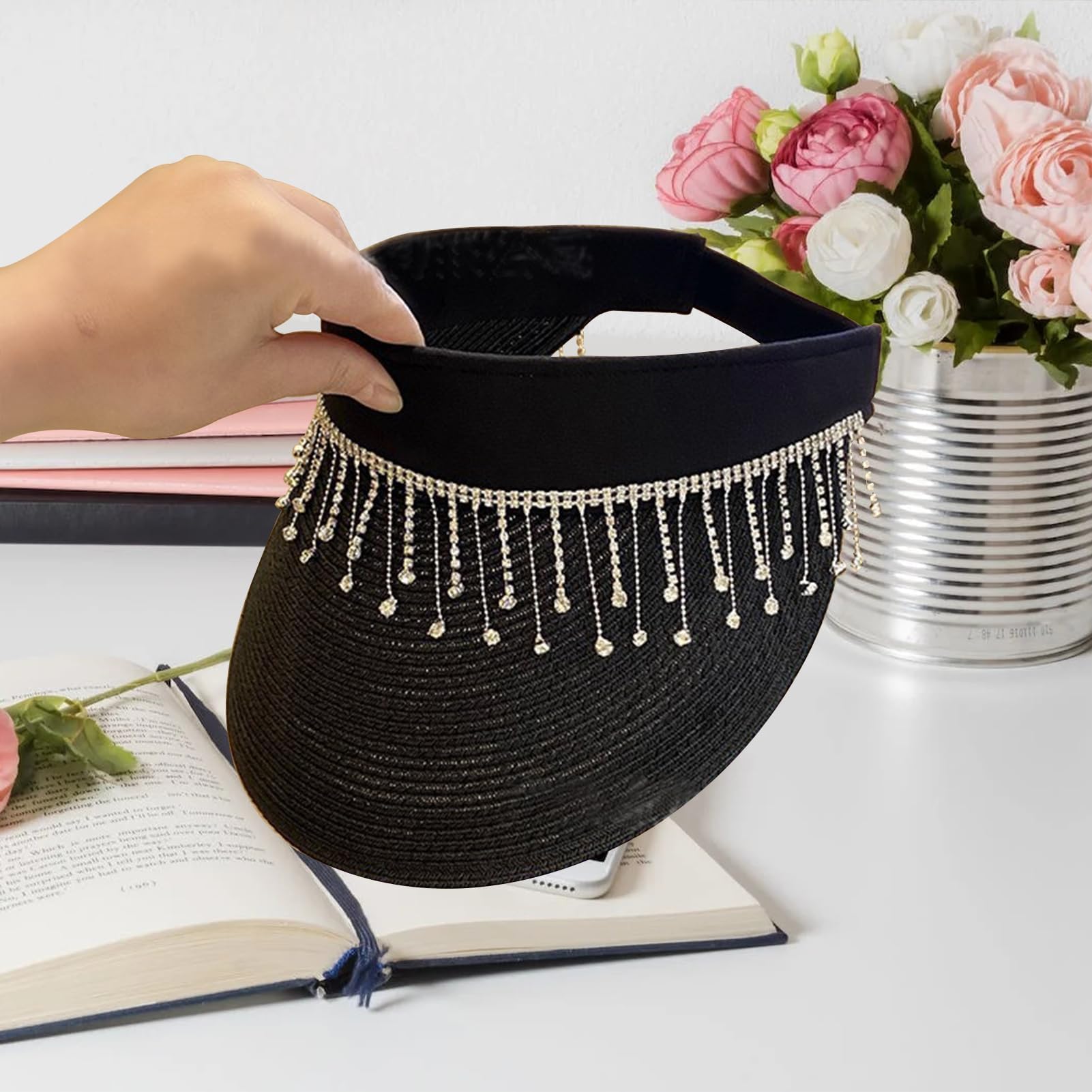Catena di Strass per Abiti, Catena con nappa di strass con frange luccicanti per decorazione, Catena con frange a nastro in con in cristallo Bling Diamante per scarpe, Borsa, Decorazione di Nozze