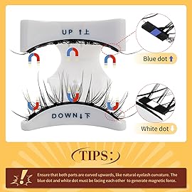 QUEWEL Magnetic Eyelashes Natural Look, 1 Pair Reusable Magnetic Eyelashes with Applicator, No Glue Needed Manga Eyelashes Magnetic Lashes Kit, Easy to Wear and Remove(Magnetic Lashes-D01)