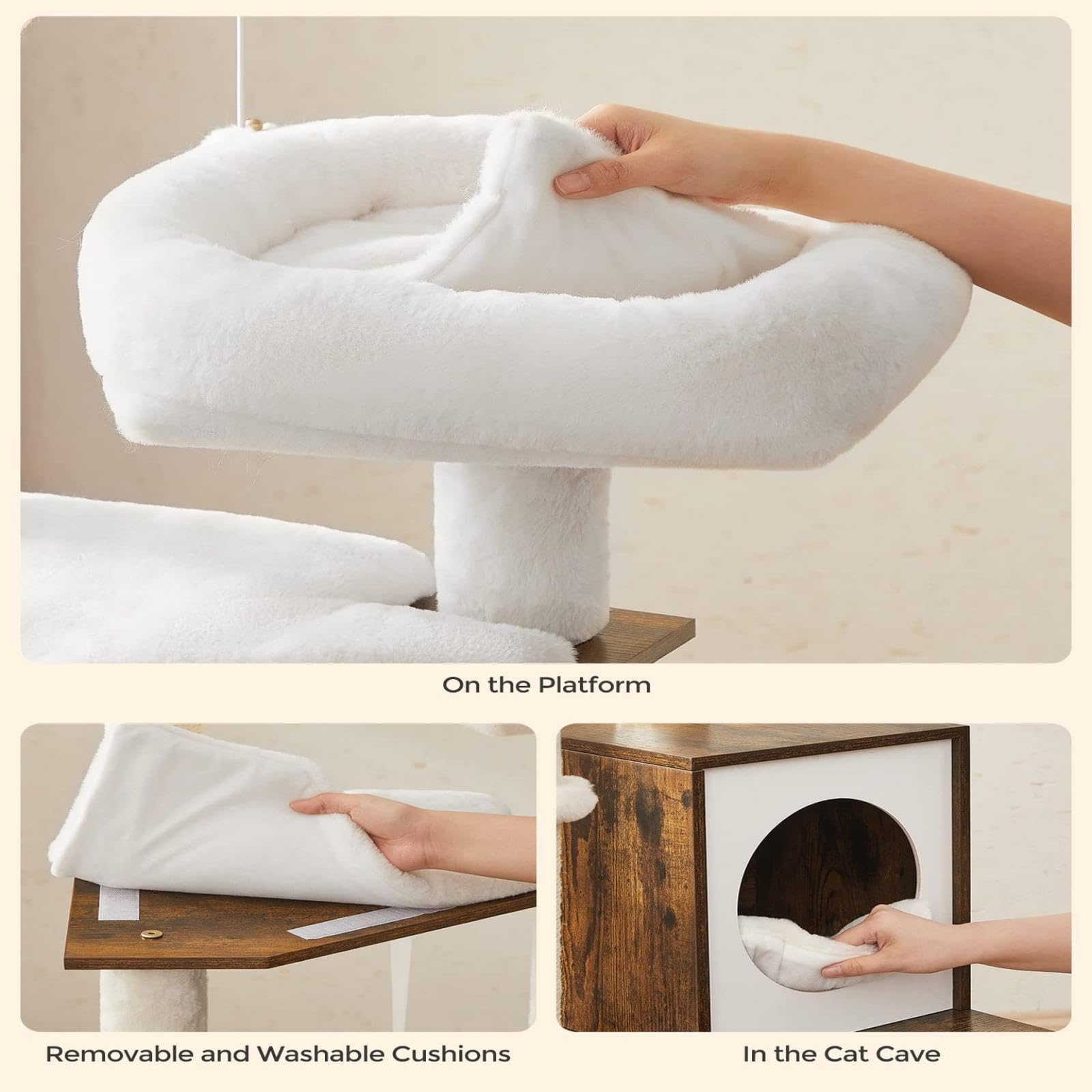 Katzenkletterregal Katzentoilette Katzenbaum All in One Groß Katze Kletterregal Katzenmöbel mit Kratzbaum Verstecktes Gehege