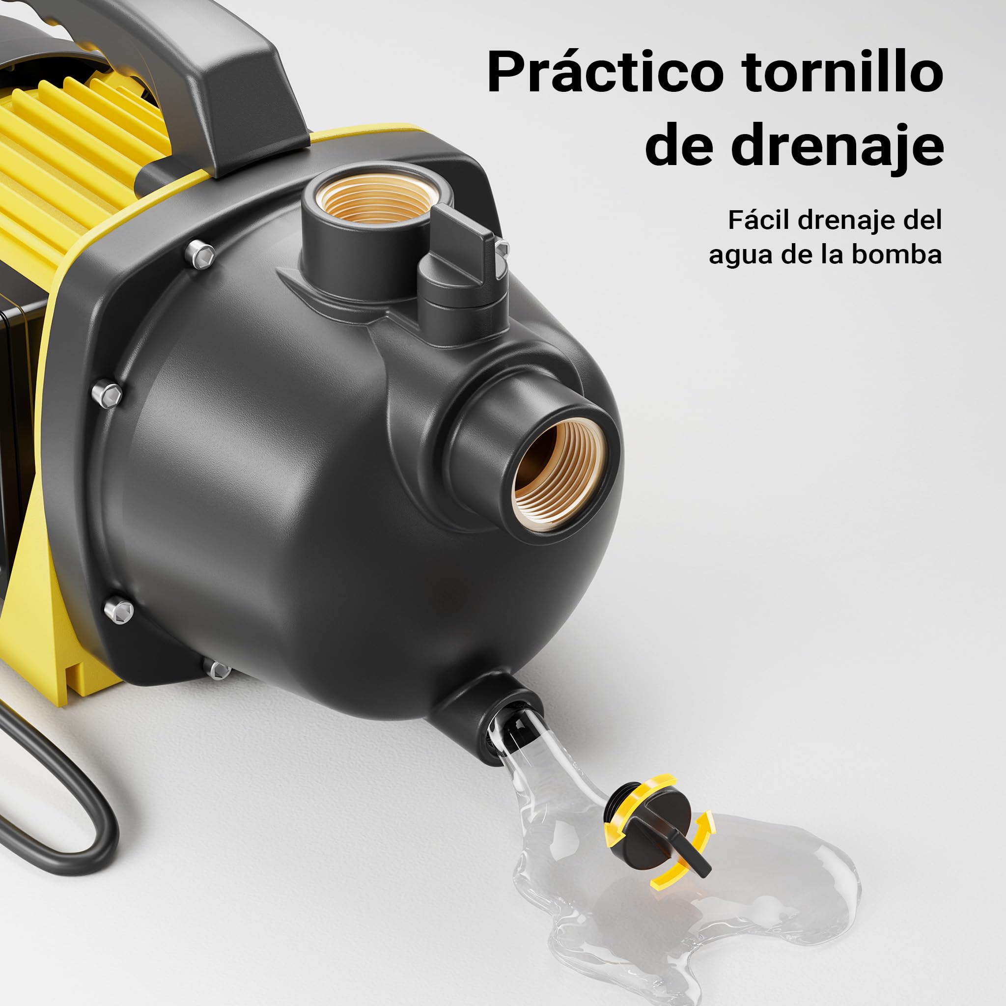 Bomba de jardín 2800l/h, 600W, asa y tornillo de drenaje, altura bombeo max. 35m, para agua clara