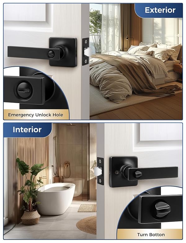 Mengico 10 Pack Door Handles Interior,Black Door Lever Lock,Interior Door Handles Privacy Lock(for Bedroom&Bathroom) by Mengico - Used condition - Image 2