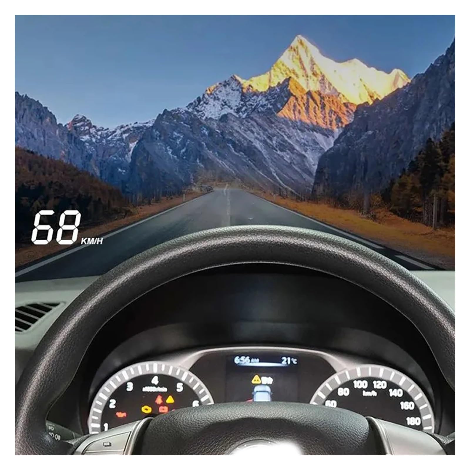 Auto HUD Projektor Samochodowy Alarm Head Up Wyświetlacz Prędkościomierza Przednia Szyba Bezpieczny I łAtwy W UżYciu(Km h rotational)