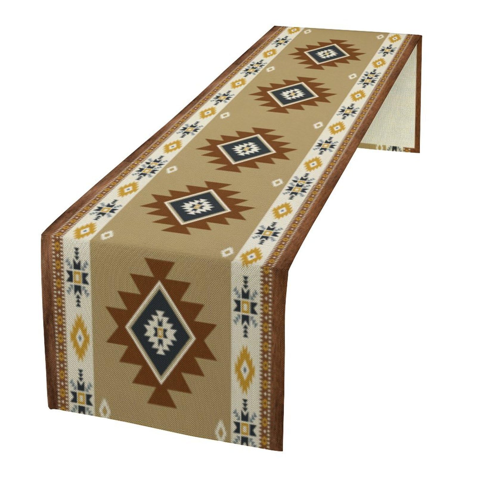 Houselerax Aztec Table Runner, Southwest Ethnic Geometric Triditional Table Runner for Kitchen Farmhouse Wedding Party Holiday Dinner Home, 13x70 Inch