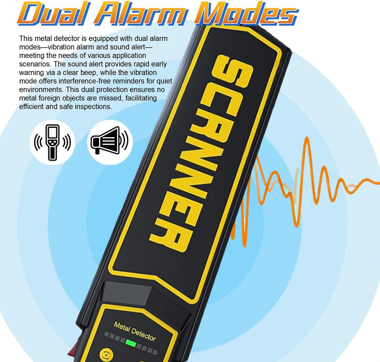 Handheld Metal Detector Wand Security Scanner, High-Sensitivity Security Detector Wand, for Security Inspection, Detection of Various Electronic Metal Products