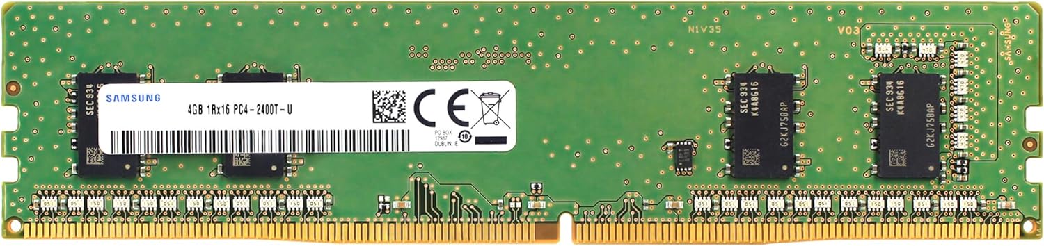 Samsung 4GB DDR4 2400MHz PC4-19200 (PC4-2400T) CL17 UDIMM 1Rx16 Single Rank 1.2V Non-ECC DIMM 288-Pin Desktop PC RAM Memory