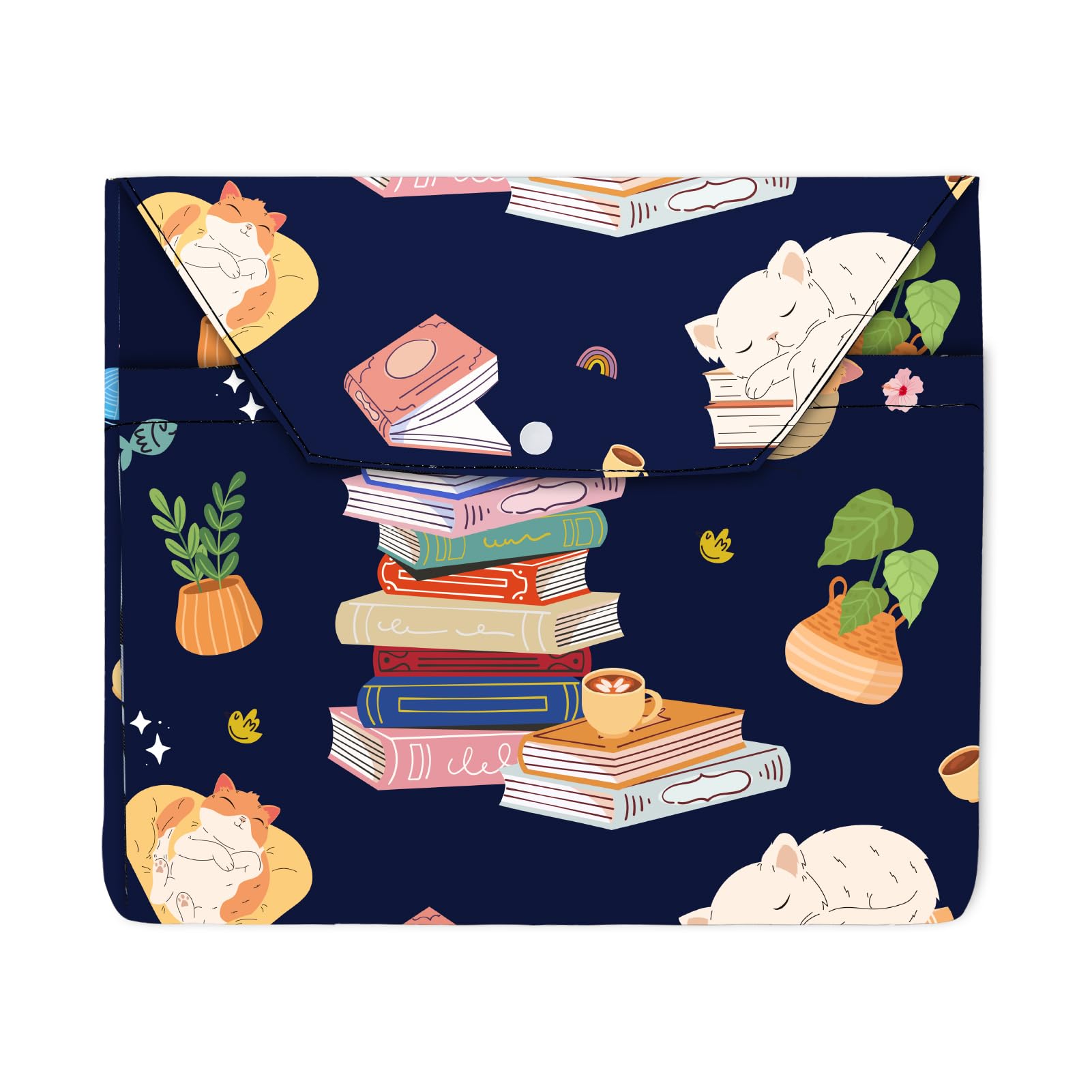 NICENEEDED Cute Cat Book Cover, Book Sleeve with Button